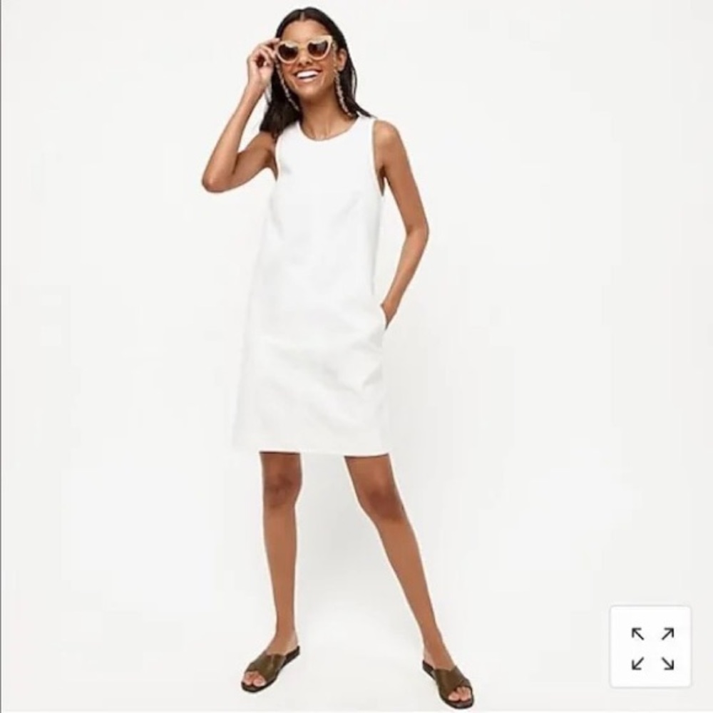 J. Crew Women's White Shift Denim Sleeveless Cotton Mini Dress